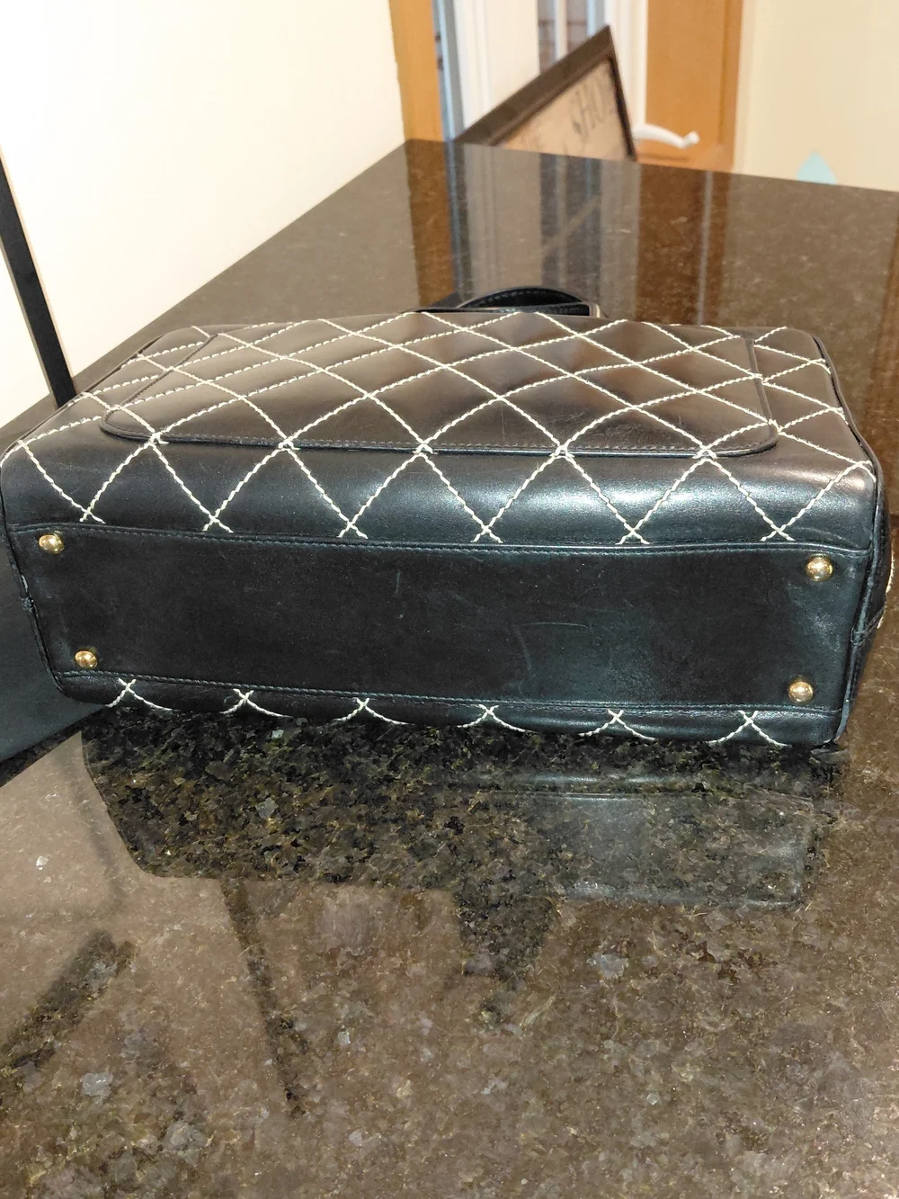 Vintage CHANEL Wild Stitch Bowler Bag Black Quilted Calfskin Leather!